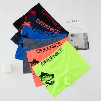 Boxerky GREENICE Pánské bezešvé boxerky VLK GREE-4752 4 ks v balení Barva: Mix, Velikost: M/L