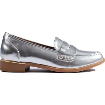 Dámské mokasíny Dámské stříbrné basic mokasíny H8-517S Velikost: 37