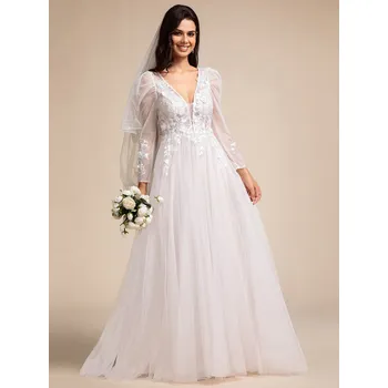 Dámské šaty Tylové svatební šaty s nášivkovým zdobením Barva: Vřesová, Velikost: XS