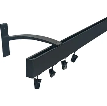 Garnýž Kovovégarnýže.cz Garnýže Square line elegance plug černá matná Varianta jednořadá nebo dvouřadá: Jednořadá, Délka: 401-500cm, Uchycení látky: kolečkový jezdec+šnekový háček