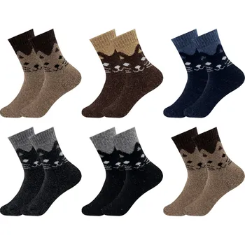 PESAIL Dětské termoponožky Kočka QW07 6 páry Velikost: 26-29