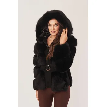 Dámský kožich Dámska černá bunda z pravé kožešiny - Kožešina z černé lišky (Indywidualny)