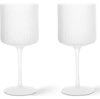 Sklenice Ferm Living Sklenice na červené víno Ripple Frosted – set 2 ks