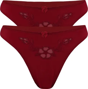 Body Ivana dámská tanga s výšivkou - 2bal XL vínová