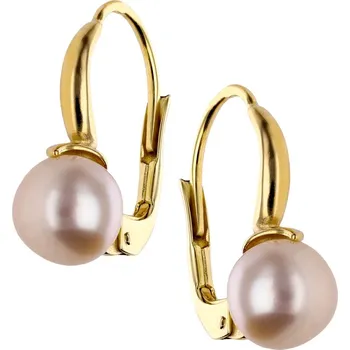 Náušnice Zlaton Náušnice visací žluté zlato s perlou 1.8cm 2.3g 000410309243