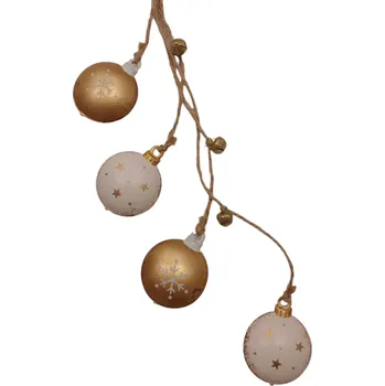 Vánoční dekorace Girlanda z plechových zlatých ozdob 4 ks - 42 cm