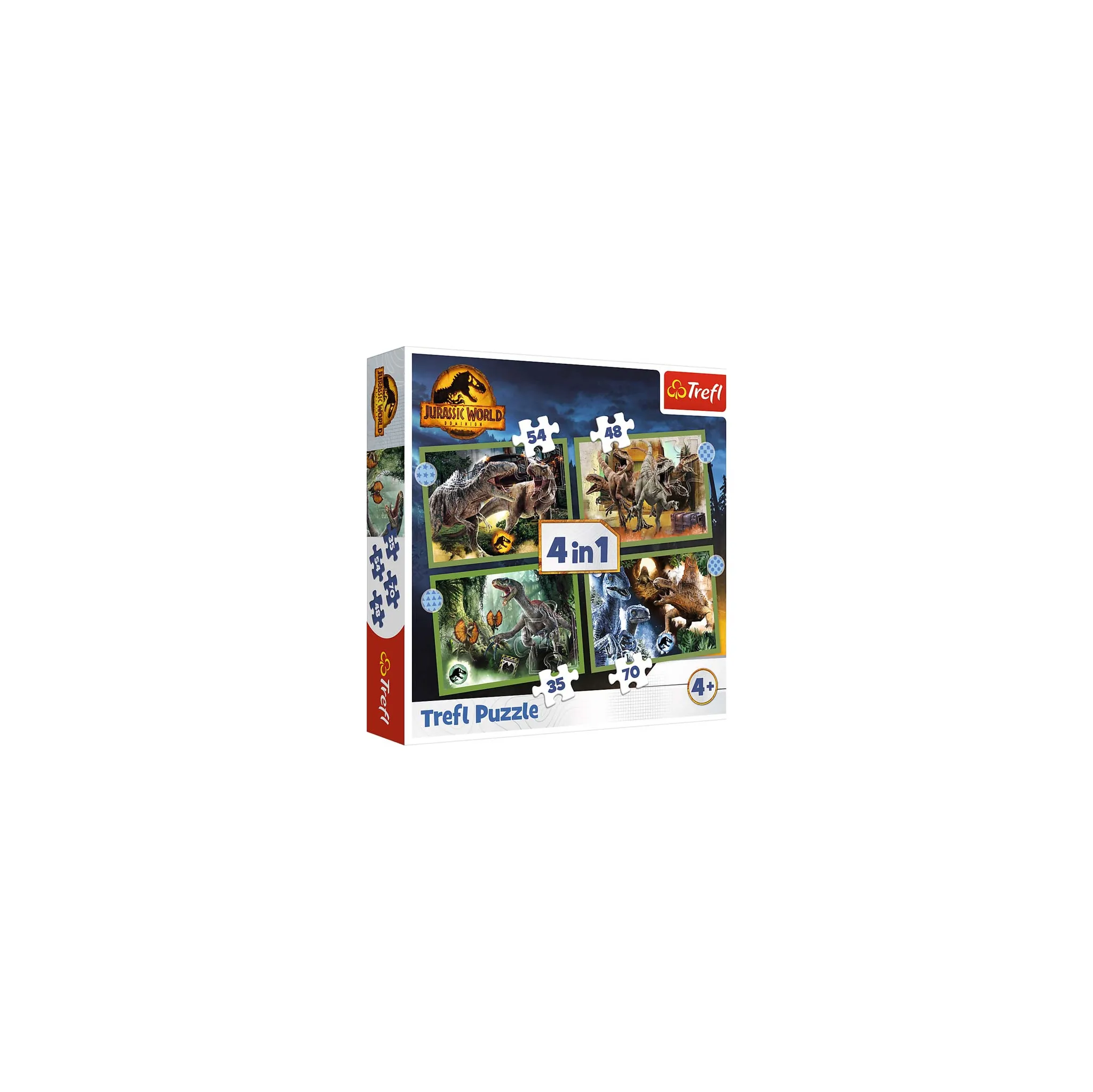 Fotografie 1 - Puzzle Trefl Jurassic World Dominion 4v1 35/48/54/70 dílků