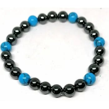Náramek Pánský náramek z hematitu a tyrkenitu, obvod 21 cm