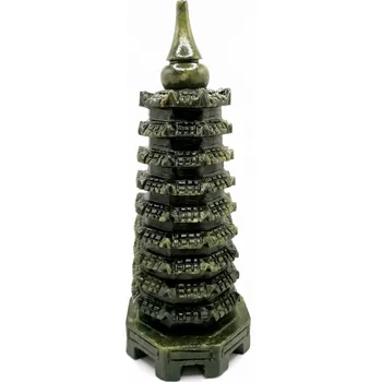 Čínská věž z nefritu cca 18 cm tmavá