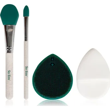 Kosmetická sada So Eco Complete Cleansing Face Mask Set silikonový čisticí kartáček 1 ks + čisticí houbička 1 ks + aplikátor obličejové masky 2 ks kosmetická sada