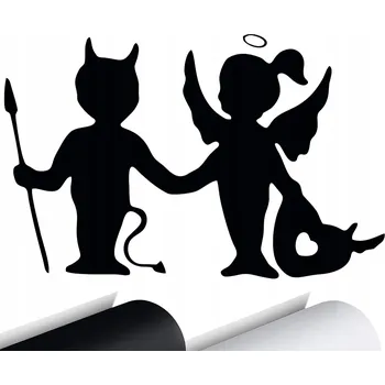 Samolepicí dekorace na vozidlo SAMOLEPKA na auto ĎÁBEL ANDĚL ANGEL DEVIL 15x9