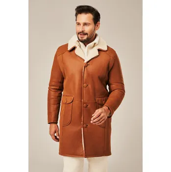 Pánský zimní kabát Pánský kabát z ovčí kůže - Pánský zimní kabát (XL - 56)