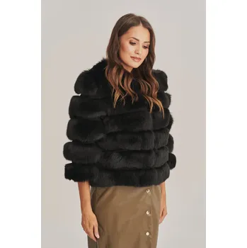 Dámský kožich Kožešinová bunda dámská z černé lišky (XL - 44)