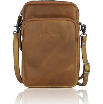 SPARWELL Kožená taška na mobil a doklady KEMPT KENNA koňaková
