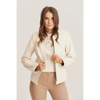 Dámská casual bunda Dámská kožená bunda v béžové barvě (Indywidualny)