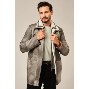 Pánský zimní kabát Pánský elegantní kabát z ovčí kůže (XL - 56)