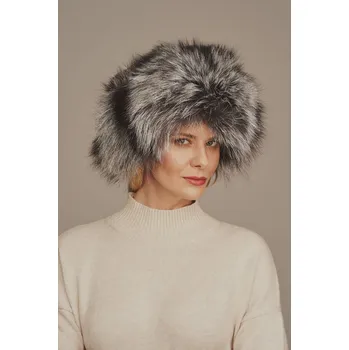 Čepice Kožešinová čepice - liška stříbrná (XL - 42)