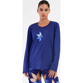 Dámské noční prádlo Dámské pyžamo dlouhé Vienetta Secret Sára tmavě modrá 3XL