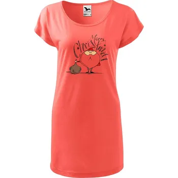 Dámské tričko DOBRÝ TRIKO Dámská tunika Santa s dárky Velikost: XS, Barva: Korálová