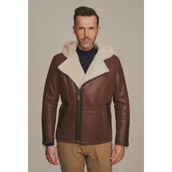 Pánská casual bunda Pánská zimní kožená bunda s kapucí - Pánský kožich (M - 50)