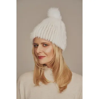 Čepice Kožešinova čepice z norka s bambulí