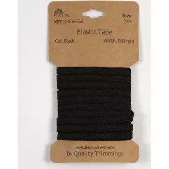 Pruženka hladká ČERNÁ 5mm, karta 3m (E) (Gumy)