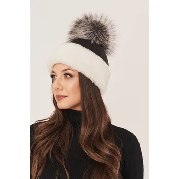 Čepice Dámská zimní čepice s bambulkou z lišky (M - 38)