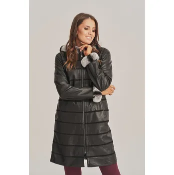 Dámský kabát Dámský oboustranný kožený plášť (XXL - 46)