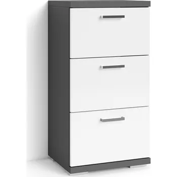 Koupelnový nábytek byLIVING Nebraska spodní skříňka, šířka 37 cm, koupelnová skříňka s kovovými úchytkami, přední strana v bílé barvě s vysokým leskem, horní strana v antracitové barvě |