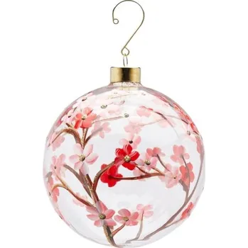 Vánoční ozdoba Vánoční skleněná ozdoba třešeň růžová, 12 cm