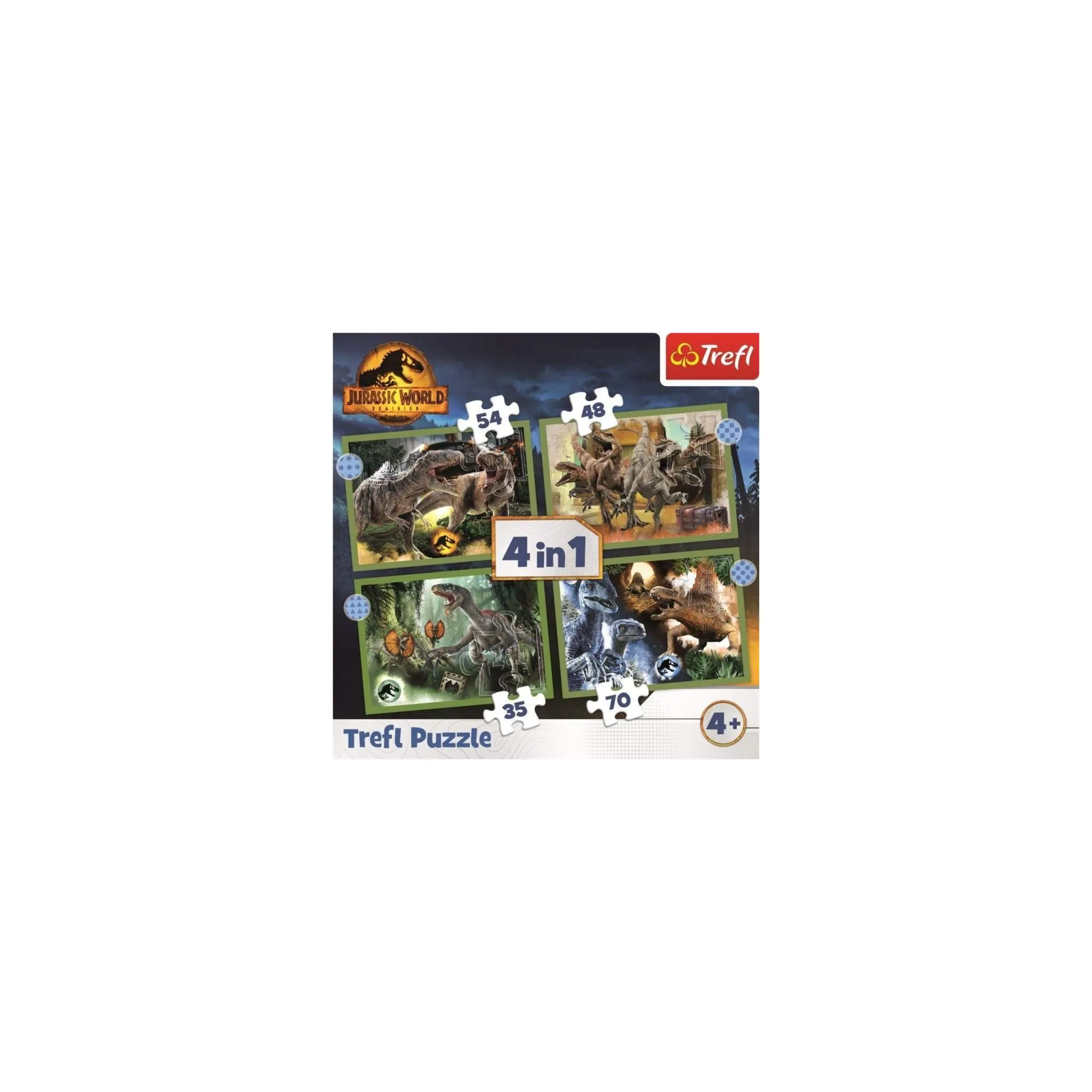 Fotografie 2 - Puzzle Trefl Jurassic World Dominion 4v1 35/48/54/70 dílků