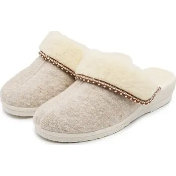 Dámská obuv Vlnka Dámské vlněné pantofle na klínku béžová velikost obuv dospělí 37