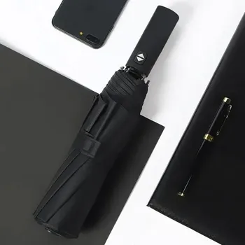 Deštník Luxusní automatický větruodolný deštník pro muže i ženy | velký deštník, ochrana před deštěm - černý