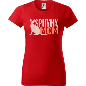 Dámské tričko DOBRÝ TRIKO Dámské tričko s potiskem Sphynx mom Barva: Červená, Velikost: S