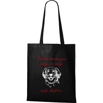 Nákupní taška DOBRÝ TRIKO Bavlněná taška s potiskem Tvrdě pracuji pes Barva: Černá