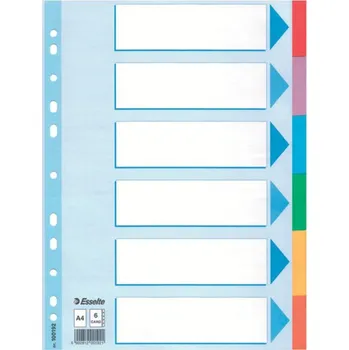 Rozdružovač A4, karton, 6 barev