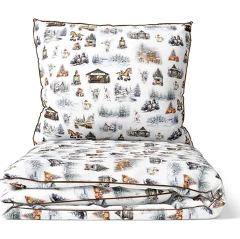 Povlečení DARRÉ Bavlněné povlečení České Vánoce 140 x 200, 70 x 90 cm zipový uzávěr