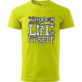 Pánské tričko DOBRÝ TRIKO Pánské tričko s potiskem The iron Velikost: XS, Barva: Limetková