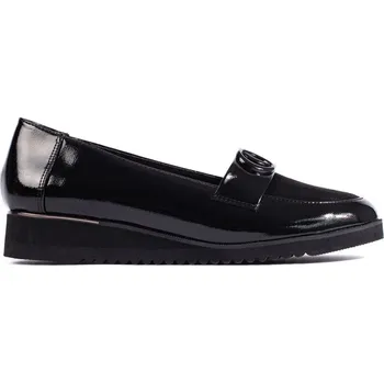 Dámské mokasíny Černé lakované elegantní lordsy GD-FL760B Velikost: 36