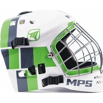 Florbal MPS brank. maska PRO White/Green helmet stříbrná mřížka bílá - zelená