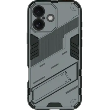Pouzdro na mobilní telefon Odolný ochranný kryt se stojánkem pro iPhone 16 - šedý