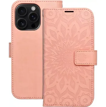 Pouzdro na mobilní telefon MEZZO Book - Apple iPhone 16 Pro flip knížkové pouzdro - Oranžová mandala (MEZZO Book case for Apple iPhone 16 Pro - Oranžová mandala)