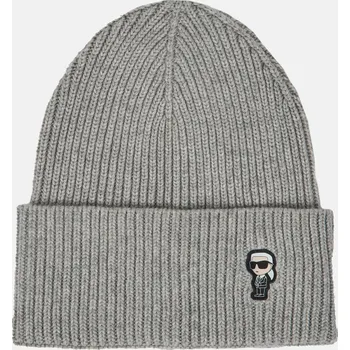 Klobouk ČEPICE KARL LAGERFELD K/IKONIK 2.0 BEANIE LIGHT GREY MéLANGE