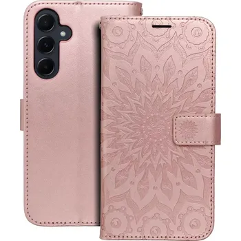 Pouzdro na mobilní telefon Knížkové flip pouzdro Coolcase Mezzo - Samsung Galaxy S24 FE - Růžová mandala (Flip kryt či obal Forcell MEZZO na mobil Samsung Galaxy S24 FE Růžová mandala)