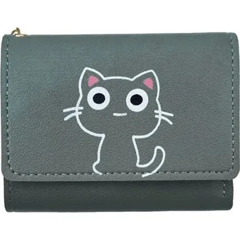 Dámská peněženka s kočičím motivem - Tmavě zelená