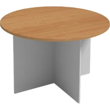 Psací stůl Jednací stůl s kulatou deskou PRIMO GRAY, průměr 120 cm, šedá/buk