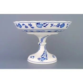 Český porcelán, a.s., Dubí Mísa kompotová oboustranná na ozdobné noze vysoké, 26 cm, cibulák, Český porcelán