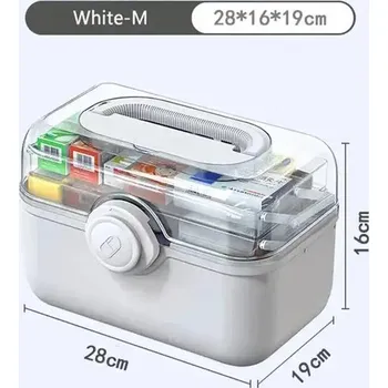 Lékárnička Přenosná lékárnička pro domácnost a cestování | organizér na léky - bílá-M