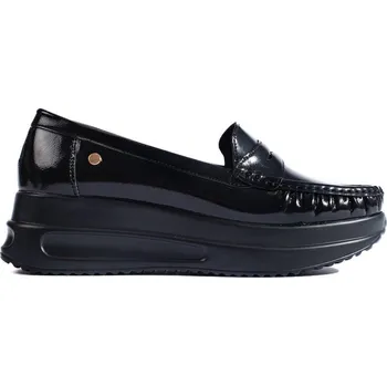 Dámské mokasíny Lakované černé mokasíny na hrubé platformě GD-FL704B Velikost: 38