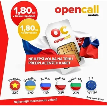 SIM karta SIM karta OPENCALL s kreditem 200Kč CZ